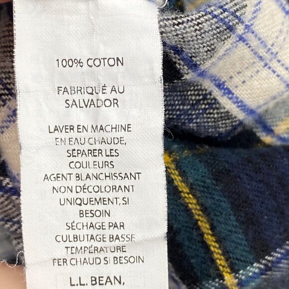 L.L. Bean Blue/Green Plaid Long Sleeve Flannel Button Down Men’s Size XL - Picture 4 of 5